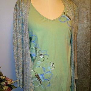 Ladies Massini Mint Green Floral T Shirt